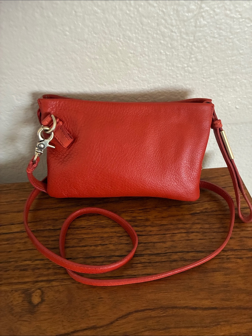 Foley + Corinna genuine Leather burnt orange multi compartment crossbody bag